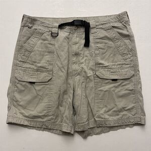 Wrangler Hero 40 x‎ 8" Stone Canvas Belted Waist Hiking Outdoor Shorts